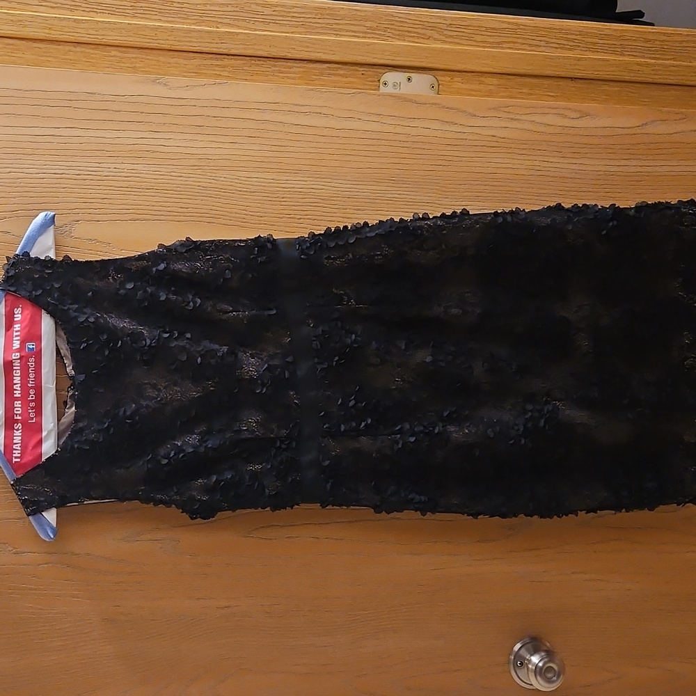 Calvin Klein black dress with flowers, size 4, polyester, dry clean only